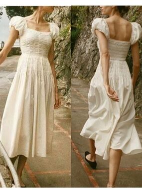 Doen Katherina Shirred Cotton-Voile Midi Dress NWT perfect condition